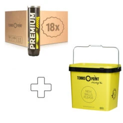 Premium Tennisball 18x 4 Ball Tube In A Box, Plus Ball Bucket