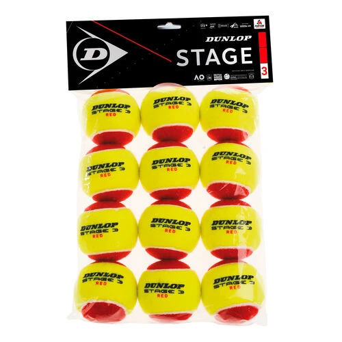 Dunlop Mini Tennis Stage 3 Red 12 Pack 3 Dunlop Mini Tennis Stage 3 Red 12 Pack
